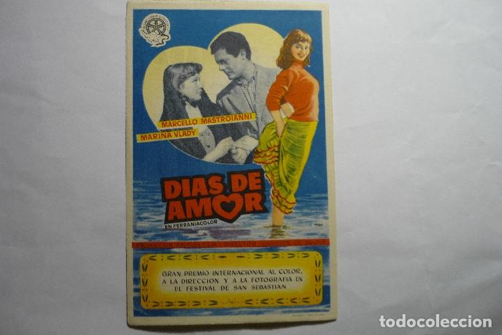  Flyers Publicitaires de films Anciens: programa dias de amor - marcello mastroiannu -publicidad cine granada