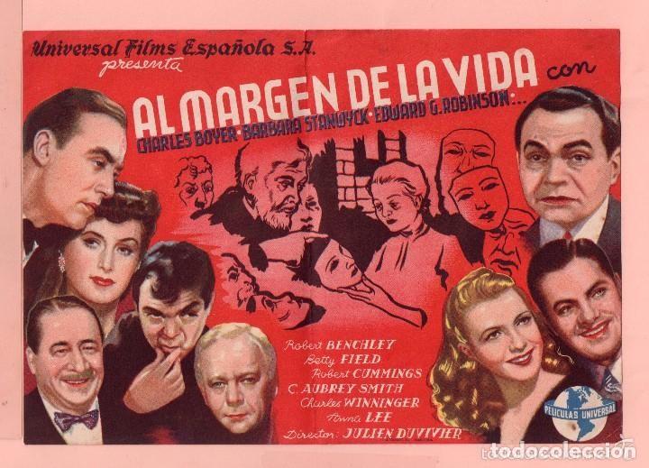 Folhetos de m&atilde;o de filmes antigos de cinema: Folleto de Mano Cine Al Margen de la Vida Sin Publicidad