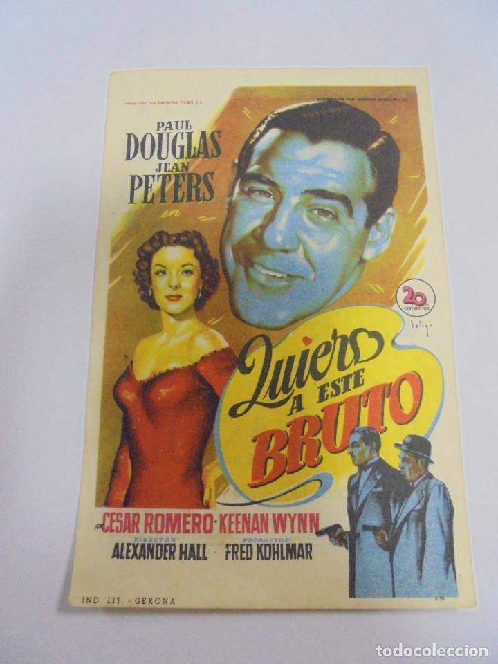 Cine: PROGRAMA DE CINE. C/P. QUIERO A ESTE BRUTO. CINES DE SANS - Foto 1