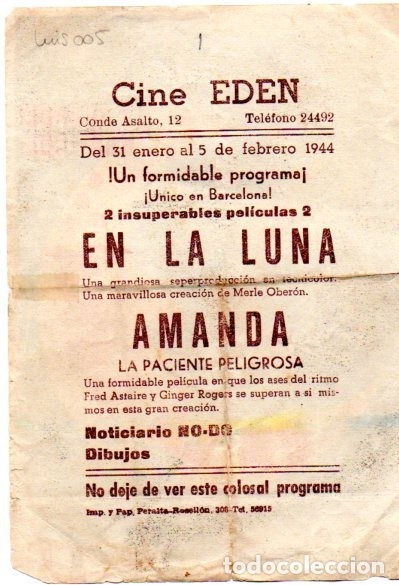 Cine: PROGRAMA DE CINE. EN LA LUNA... CON PUBLICIDAD - Foto 2