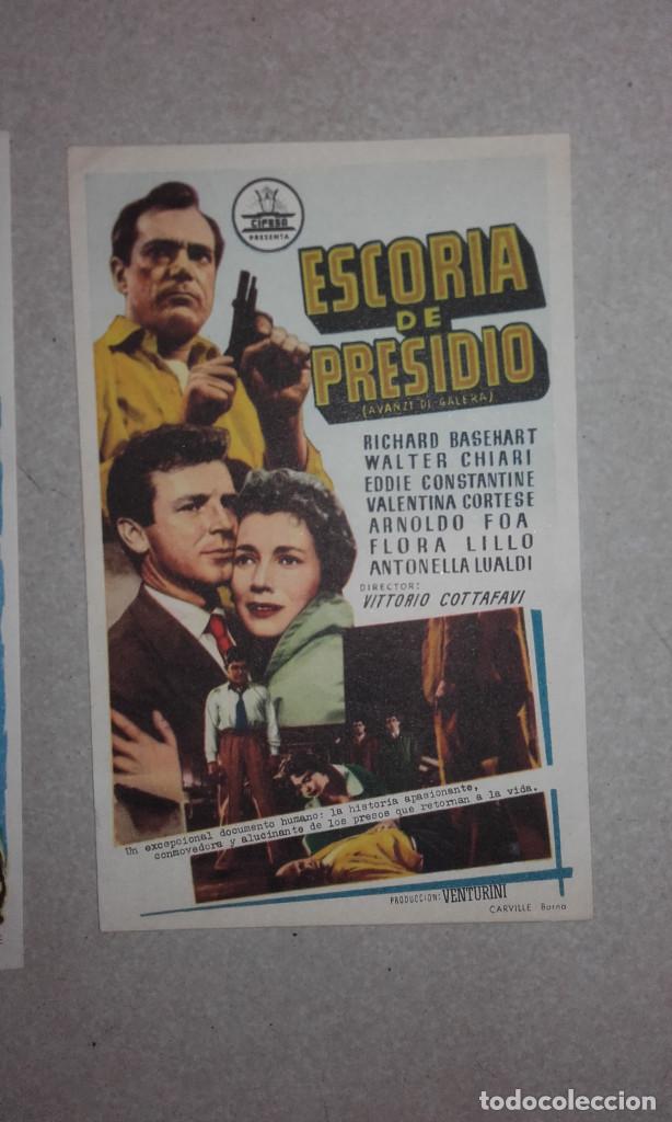 Folhetos de m&atilde;o de filmes antigos de cinema: ESCORIA DE PRESIDIO