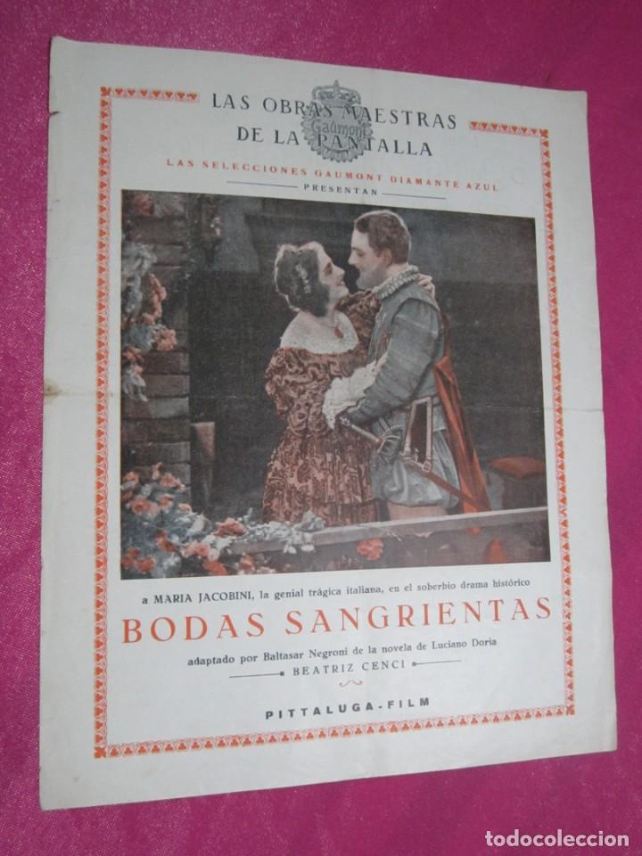 Cine: BODAS SANGRIENTAS PROGRAMA CINE MUDO 1928 C3 - Foto 2