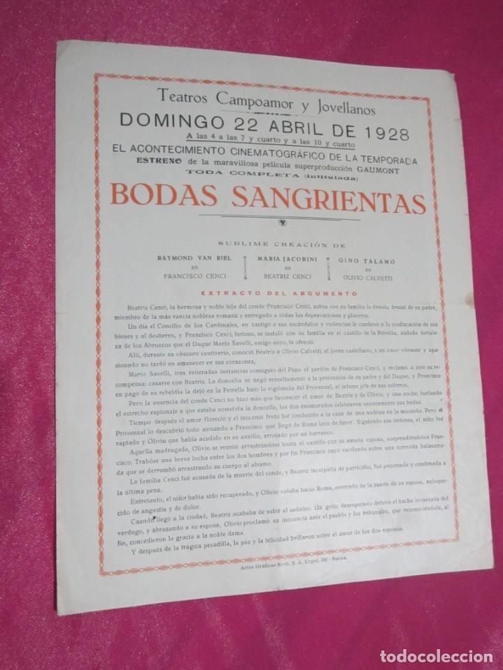 Cine: BODAS SANGRIENTAS PROGRAMA CINE MUDO 1928 C3 - Foto 4