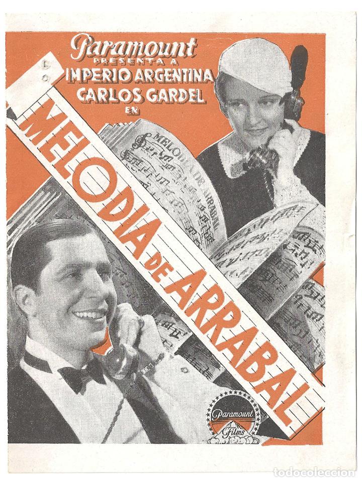 Cine: PTCC 009 MELODIA DE ARRABAL PROGRAMA DOBLE PARAMOUNT IMPERIO ARGENTINA CARLOS GARDEL - Foto 1