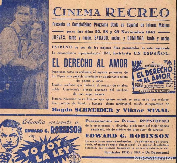 Cine: Programa de cine local: EL DERECHO AL AMOR - YO SOY LA LEY (E.G.Robinson) - Foto 1