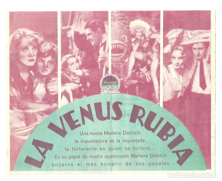 Cine: PTEB 008 LA VENUS RUBIA PROGRAMA DOBLE PARAMOUNT MARLENE DIETRICH CARY GRANT HERBERT MARSHALL - Foto 2