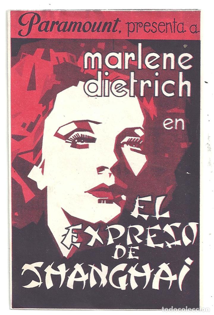 Cine: PTEB 008 EL EXPRESO DE SHANGHAI PROGRAMA DOBLE PARAMOUNT MARLENE DIETRICH - Foto 1