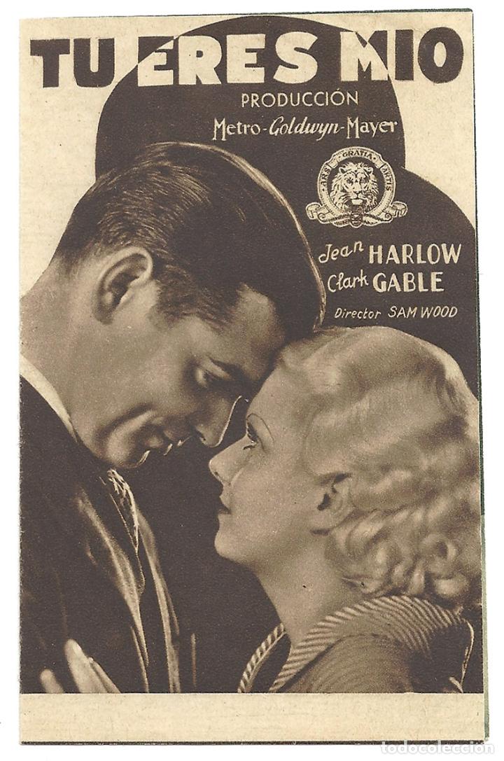 Cine: PTEB 015 TU ERES MIO PROGRAMA DOBLE MARRON MGM JEAN HARLOW CLARK GABLE - Foto 1