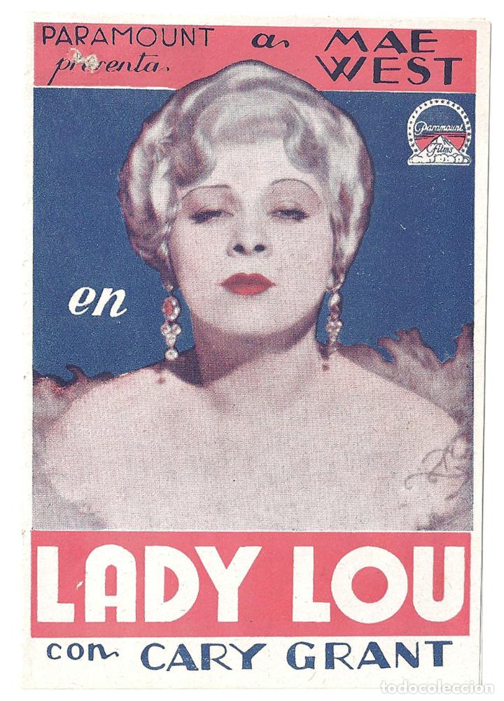 Cine: PTEB 015 LADY LOU PROGRAMA DOBLE PARAMOUNT azul CARY GRANT MAE WEST A - Foto 1
