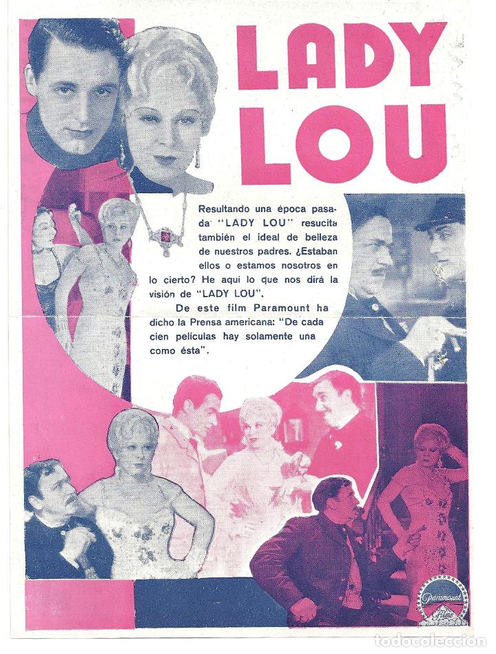Cine: PTEB 015 LADY LOU PROGRAMA DOBLE PARAMOUNT azul CARY GRANT MAE WEST A - Foto 2