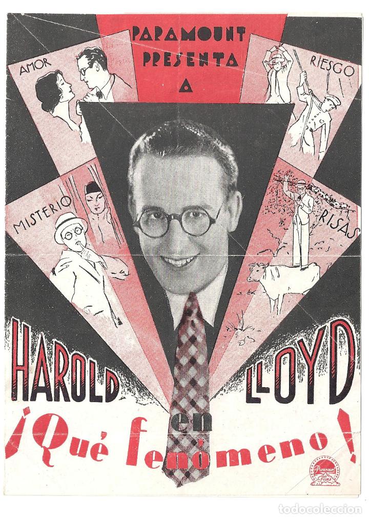 Cine: PTCC7 24 QUE FENOMENO PROGRAMA DOBLE PARAMOUNT HAROLD LLOYD BARBARA KENT rojo - Foto 1