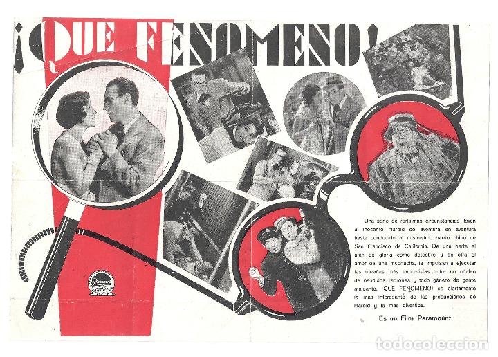 Cine: PTCC7 24 QUE FENOMENO PROGRAMA DOBLE PARAMOUNT HAROLD LLOYD BARBARA KENT rojo - Foto 2