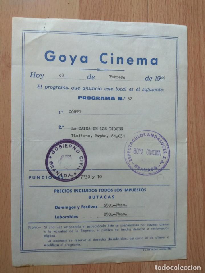 Cine: W-PROGRAMA DEL CINE GOYA --LA CAIDA DE LOS DIOSES - Foto 1