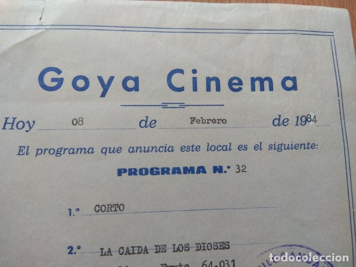 Cine: W-PROGRAMA DEL CINE GOYA --LA CAIDA DE LOS DIOSES - Foto 2