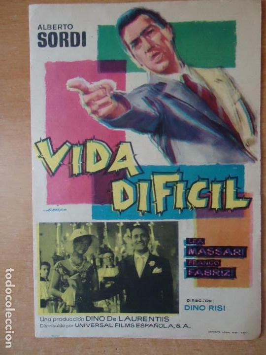 Cine: VIDA DIF&Iacute;CIL. ALBERTO SORDI, LEA MASSARI. C/P. CINE CAPITOL.