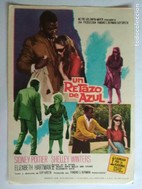 Cine: FOLLETO DE CINE, UN RETAZO DE AZUL CON SIDNEY POITIER, A&Ntilde;OS 60, ORIGINAL, SIN PUBLICIDAD