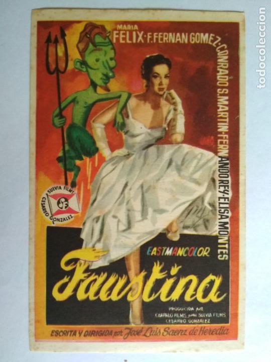Cine: FOLLETO DE CINE, FAUSTINA CON FERNANDO FERNAN GOMEZ, A&Ntilde;OS 50, ORIGINAL, TEATRO CINE GABRIEL Y GALAN