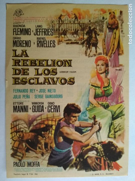 Cine: FOLLETO DE CINE, LA REBELION DE LOS ESCLAVOS CON RHONDA FLEMING, A&Ntilde;OS 60, ORIGINAL, CINE LICEO