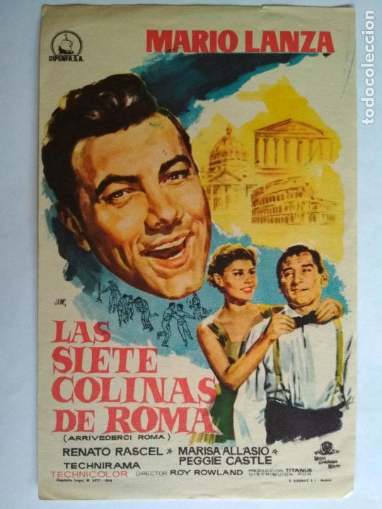 Cine: FOLLETO DE CINE, LAS SIETE COLINAS DE ROMA CON MARIO LANZA, A&Ntilde;OS 60, ORIGINAL, CINE SANTA BRIGIDA