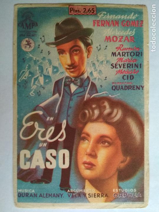 Kino: FOLLETO DE CINE, ERES UN CASO CON F. FERNAN GOMEZ, ORIGINAL, CINEMA CLAVEL