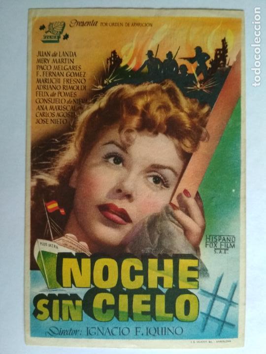 Kino: FOLLETO DE CINE, NOCHE SIN CIELO CON F. FERNAN GOMEZ, ORIGINAL, TEATRO PRIMITIVO