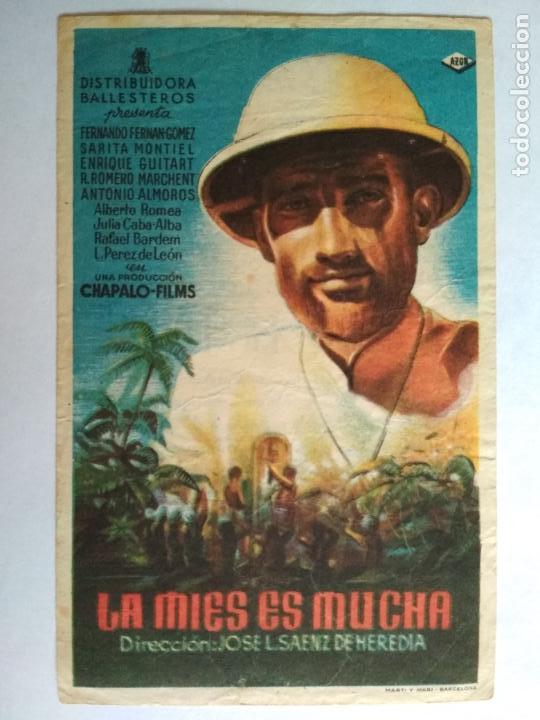 Kino: FOLLETO DE CINE, LA MIES ES MUCHA CON F. FERNAN GOMEZ, ORIGINAL, TEATRO GARNELO