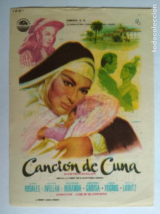 Kino: FOLLETO DE CINE, CANCION DE CUNA CON LINA ROSALES , ORIGINAL, TEATRO CIRCO