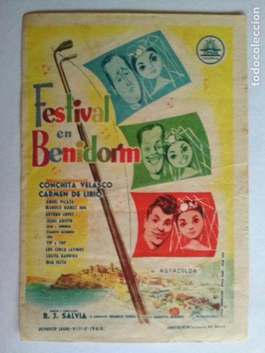 Kino: FOLLETO DE CINE, FESTIVAL EN BENIDORM CON CONCHITA VELASCO , ORIGINAL, CINE LAS ARENAS
