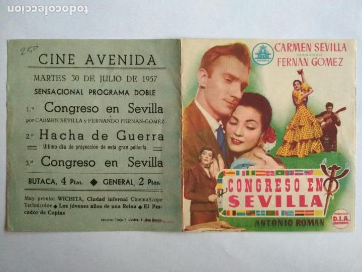 Cine: FOLLETO DE CINE DOBLE, CONGRESO EN SEVILLA CARMEN SEVILLA Y F. FERNAN GOMEZ , ORIGINAL, CINE AVENIDA