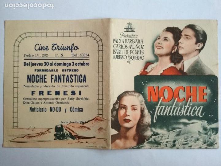 Kino: FOLLETO DE CINE DOBLE, NOCHE FANTASTICA CON PAOLA BARBARA , ORIGINAL, CINE TRIUNFO