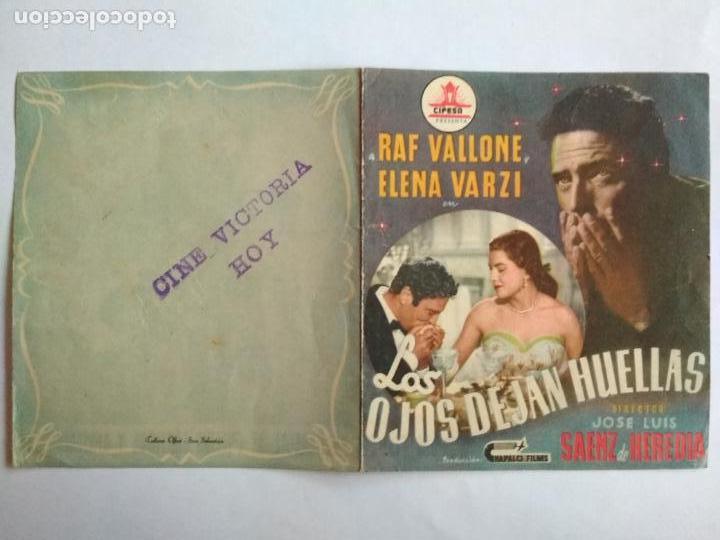 Cine: FOLLETO DE CINE DOBLE, LOS OJOS DEJAN HUELLA CON RAF VALLONE , ORIGINAL, CINE VICTORIA