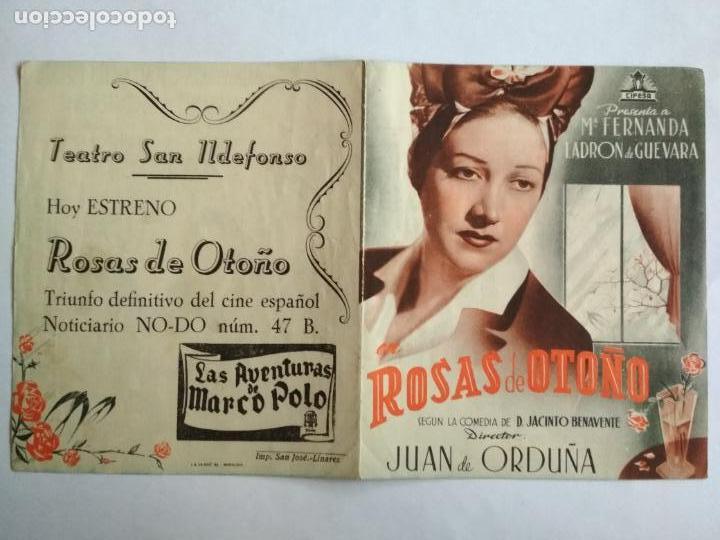 Cine: FOLLETO DE CINE DOBLE, ROSAS DE OTO&Ntilde;O CON MARTA SANTA-OLALLA, ORIGINAL, TEATRO SAN ILDEFONSO