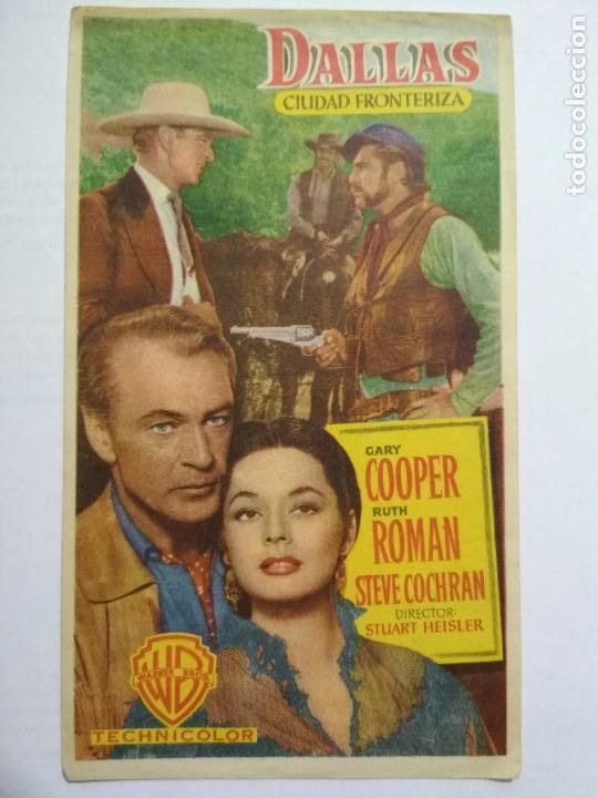 Cine: FOLLETO DE CINE, DALLAS CIUDAD FRONTERIZA CON GARY COOPER, ORIGINAL, A&Ntilde;OS 60, SIN PUBLICIDAD
