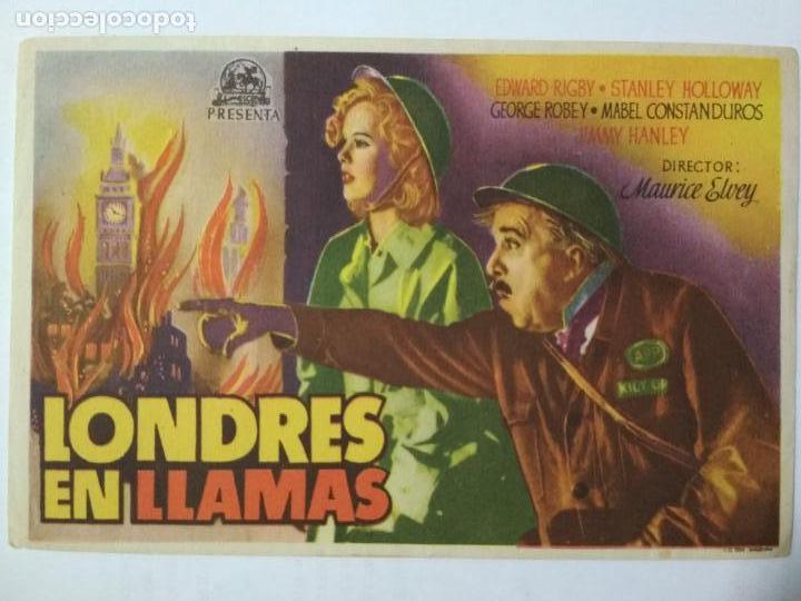 Cine: FOLLETO DE CINE, LONDRES EN LLAMAS CON EDWARD RIGBY, ORIGINAL, A&Ntilde;OS 60, SIN PUBLICIDAD