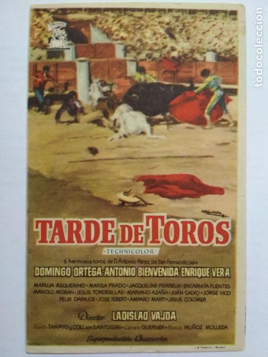 Cine: FOLLETO DE CINE, TARDE DE TOROS CON DOMINGO ORTEGA, ORIGINAL, A&Ntilde;OS 60, SIN PUBLICIDAD