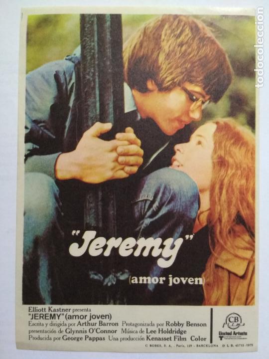 Cine: FOLLETO DE CINE, JEREMY - AMOR JOVEN CON ROBBY BENSON, ORIGINAL, A&Ntilde;OS 60, SIN PUBLICIDAD