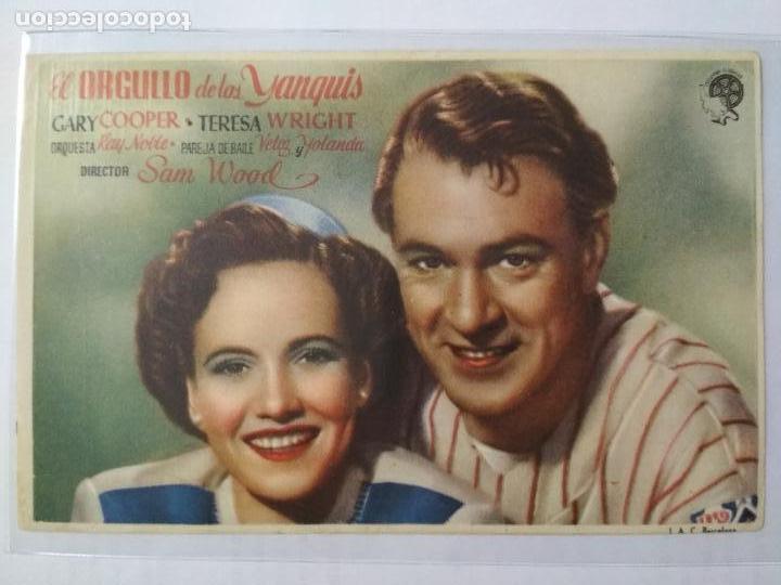 Cine: FOLLETO DE CINE, EL ORGULLO DE LOS YANQUIS CON GARY COOPER, ORIGINAL, SIN PUBLICIDAD