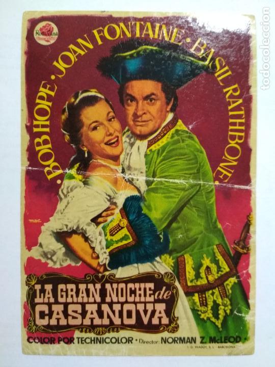 Kino: FOLLETO DE CINE, LA GRAN NOCHE DE CASANOVA CON BOB HOPE, ORIGINAL, SIN PUBLICIDAD