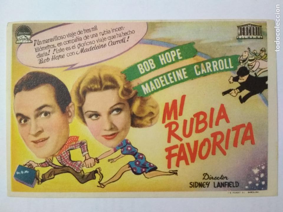 Kino: FOLLETO DE CINE, MI RUBIA FAVORITA CON BOB HOPE, ORIGINAL, SIN PUBLICIDAD