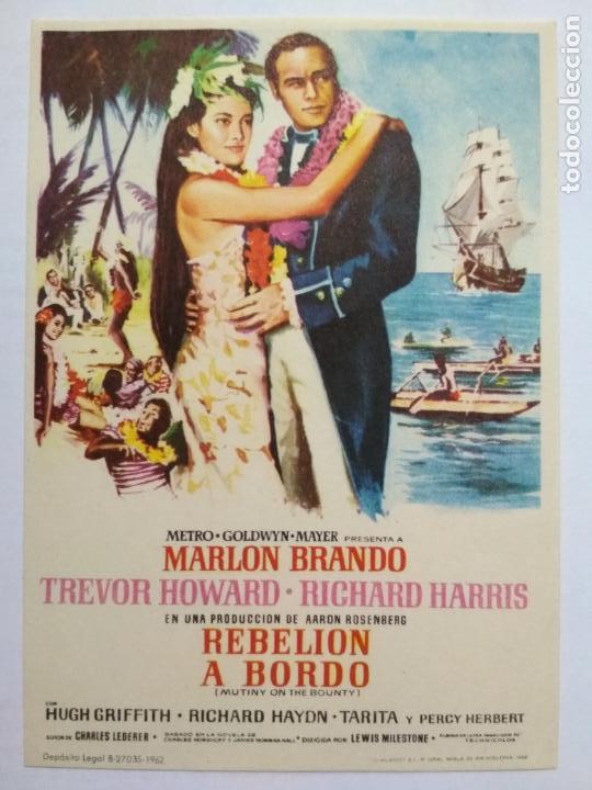 Cine: FOLLETO DE CINE, REBELION A BORDO CON MARLON BRANDO, ORIGINAL, SIN PUBLICIDAD