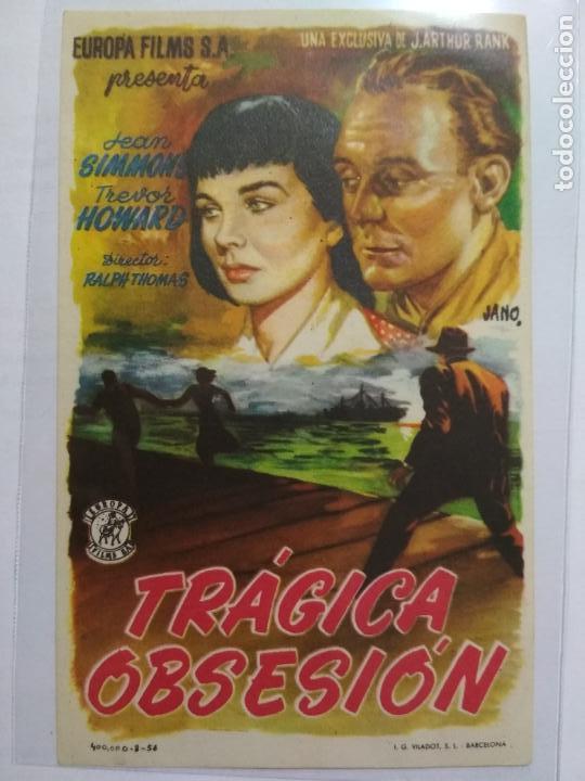 Kino: FOLLETO DE CINE, TRAGICA OBSESION CON JEAN SIMMONS, ORIGINAL, SIN PUBLICIDAD