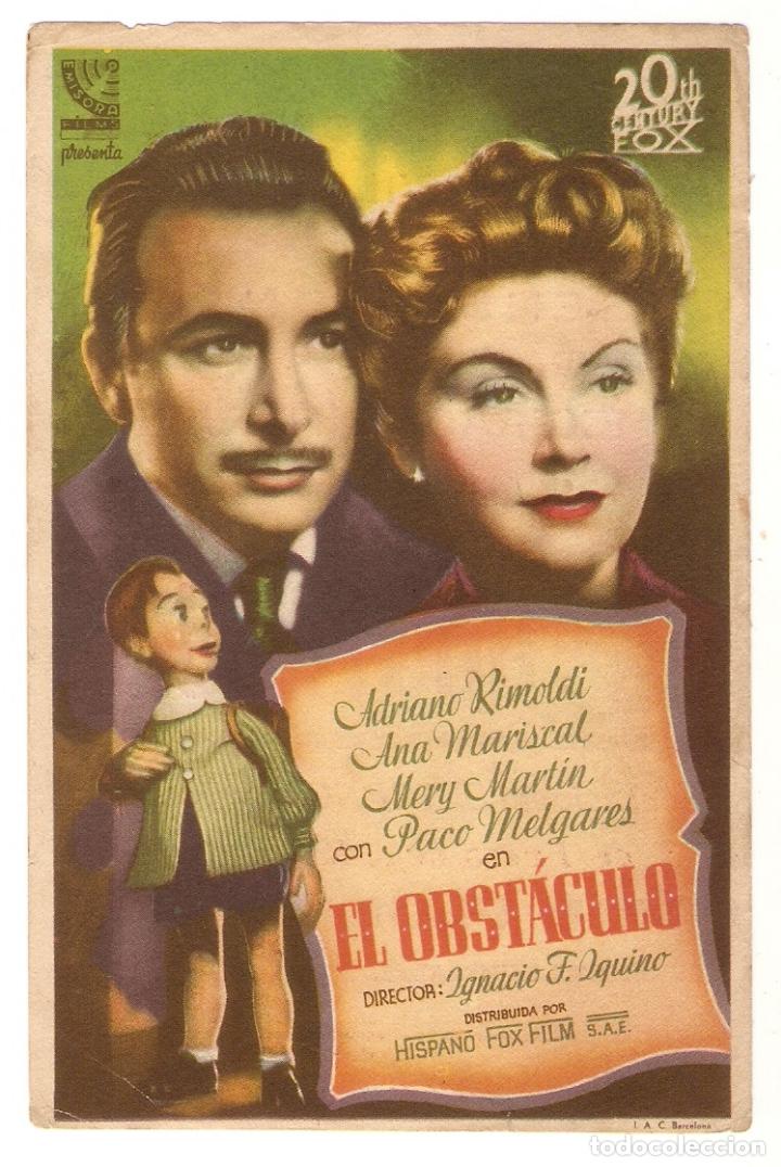 Cinema: EL OBST&Aacute;CULO - ADRIANO RIMOLDI, ANA MARISCAL, MERY MARTIN - IGNACIO F. IQUINO - CINE FLORIDA