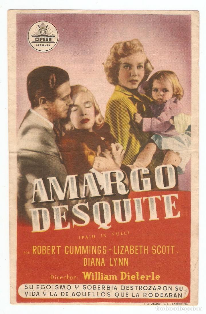 Cinema: AMARGO DESQUITE - ROBERT CUMMINGS, LIZABETH SCOTT, DIANA LYNN - CINE MIRAMAR, CANET DE MAR