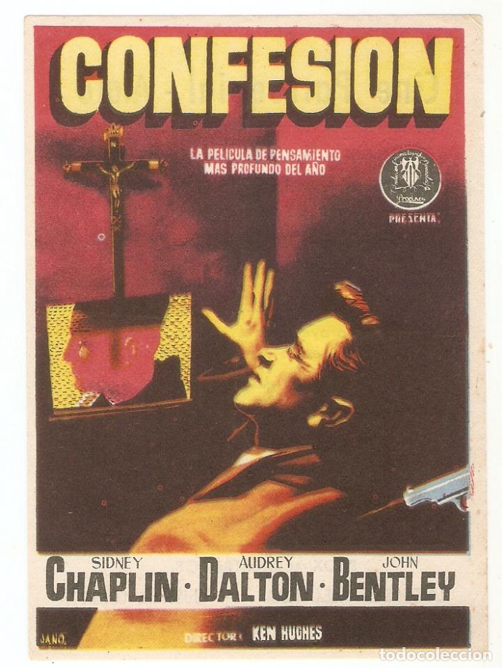 Folhetos de m&atilde;o de filmes antigos de cinema: CONFESI&Oacute;N - SIDNEY CHAPLIN, AUDREY DALTON, JOHN BENTLEY - JANO - CINE PARROQUIAL, ALAR&Oacute;