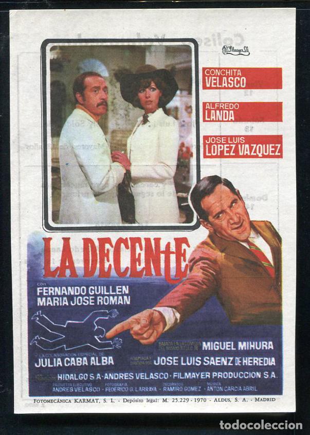 Cine: PROGRAMA ORIGINAL CONCHA VELASCO LA DENCENTE CON PUBLICIDAD - Foto 1