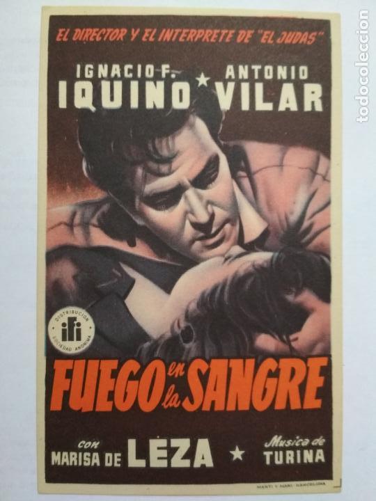 Kino: FOLLETO DE CINE, FUEGO EN LA SANGRE CON IGNACIO F. IQUINO, ORIGINAL, SIN PUBLICIDAD