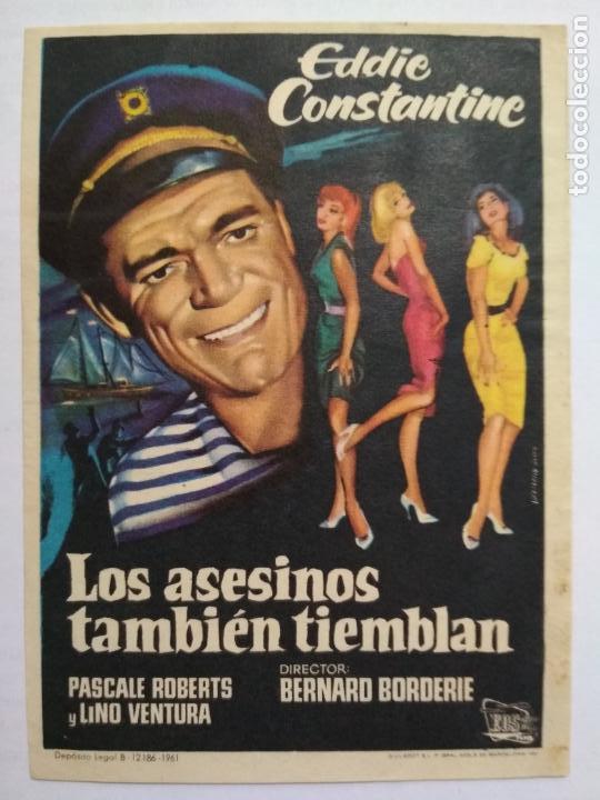 Folhetos de m&atilde;o de filmes antigos de cinema: FOLLETO DE CINE, LOS ASESINOS TAMBIEN TIEMBLAN CON EDDIE CONSTANTINE, ORIGINAL, SIN PUBLICIDAD