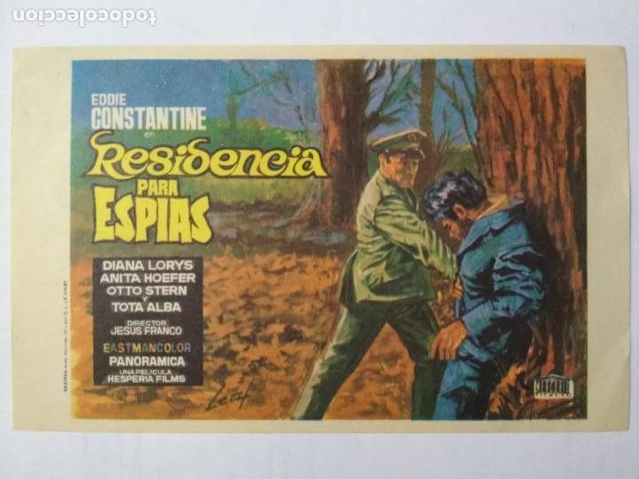 Folhetos de m&atilde;o de filmes antigos de cinema: FOLLETO DE CINE, RESIDENCIA PARA ESPIAS CON EDDIE CONSTANTINE, ORIGINAL, SIN PUBLICIDAD
