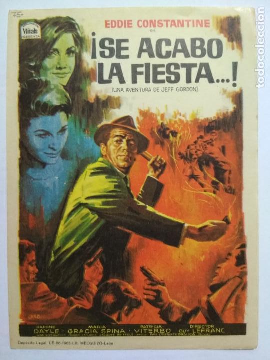 Folhetos de m&atilde;o de filmes antigos de cinema: FOLLETO DE CINE, SE ACABO LA FIESTA CON EDDIE CONSTANTINE, ORIGINAL, SIN PUBLICIDAD