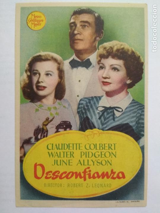 Folhetos de m&atilde;o de filmes antigos de cinema: FOLLETO DE CINE, DESCONFIANZA CON CLAUDETTE COLBERT, ORIGINAL, SIN PUBLICIDAD